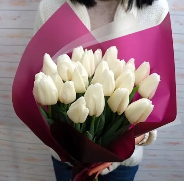 Букет тюльпанов "Снежная королева" - фото 1