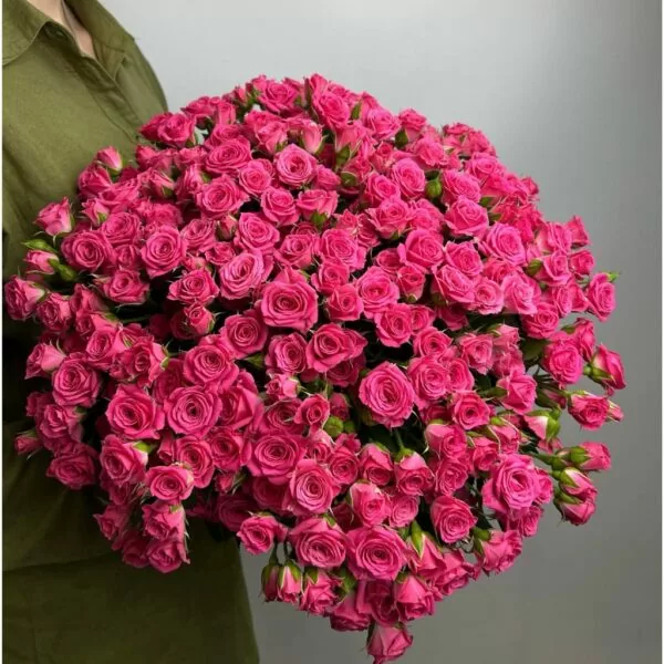 Букет розовых кустовых роз - фото 1