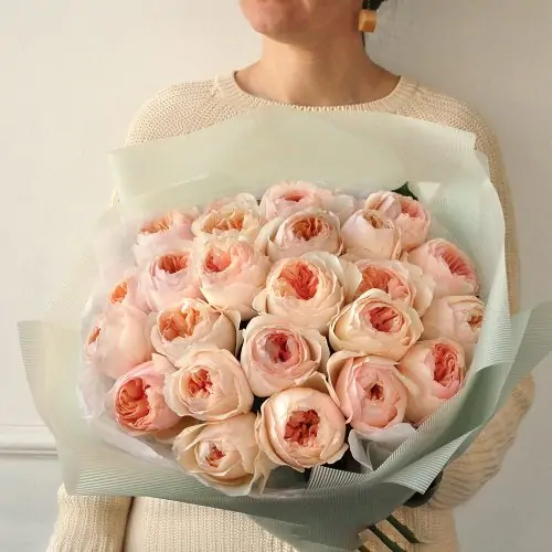 Букет элитных пионовидных роз "Роза Шекспира" - фото 1